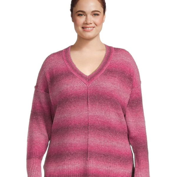 Terra & Sky Women's Plus Size V-Neck Sweater, Sizes 0X-4X