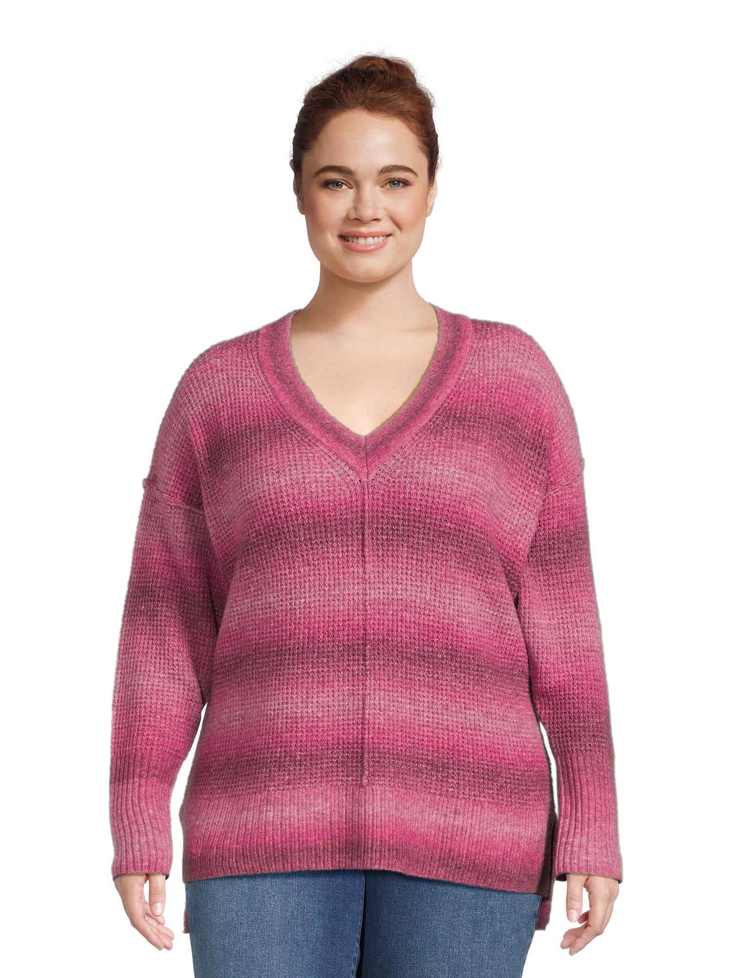 Terra-Sky-Women-s-Plus-Size-V-Neck-Sweater-Sizes-0X-4X_11139736-f467-44a1-adfb-07e13383c007.1881b4103d585b0dd975fd8b0bb66b32 Terra & Sky Women's Plus Size V-Neck Sweater, Sizes 0X-4X - Image 1